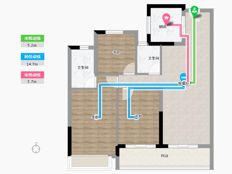 浙江省-杭州市-翠语彩虹里-84.22-户型库-动静线