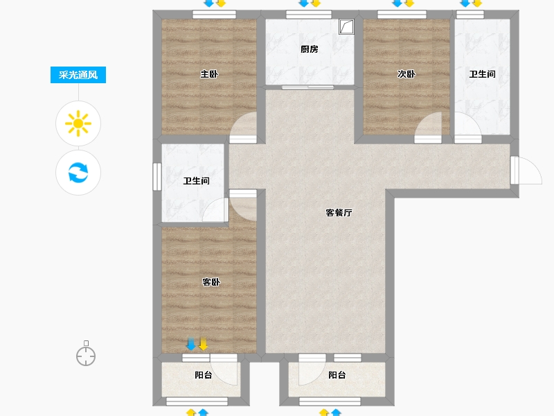 河北省-廊坊市-漫香墅-80.75-户型库-采光通风