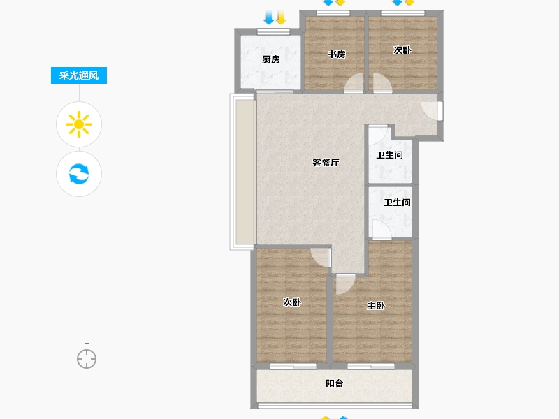 浙江省-杭州市-翠语彩虹里-100.89-户型库-采光通风