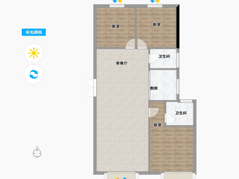 河南省-郑州市-信达·时代国著-96.85-户型库-采光通风