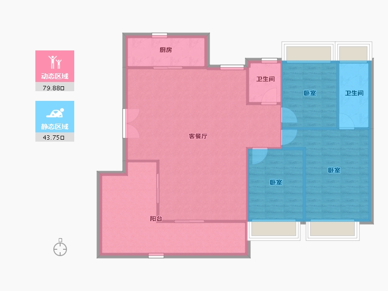 湖南省-长沙市-越秀栖山悦府-114.38-户型库-动静分区