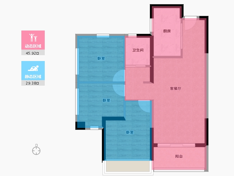 海南省-海口市-保利招商龙誉-67.13-户型库-动静分区