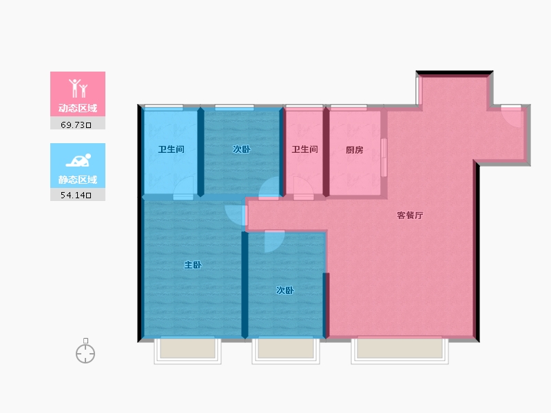 陕西省-西安市-曲江文商·檀境-111.82-户型库-动静分区