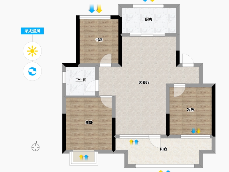 山东省-青岛市-玉兰璟园-81.63-户型库-采光通风