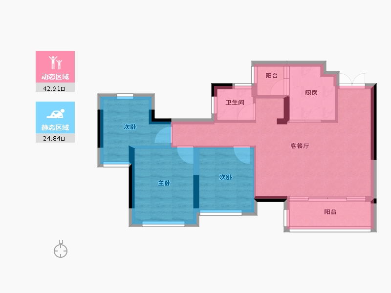 重庆-重庆市-海成云沐-60.00-户型库-动静分区