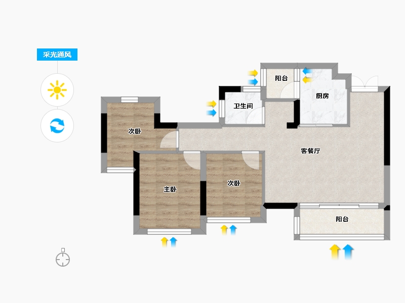 重庆-重庆市-海成云沐-60.00-户型库-采光通风