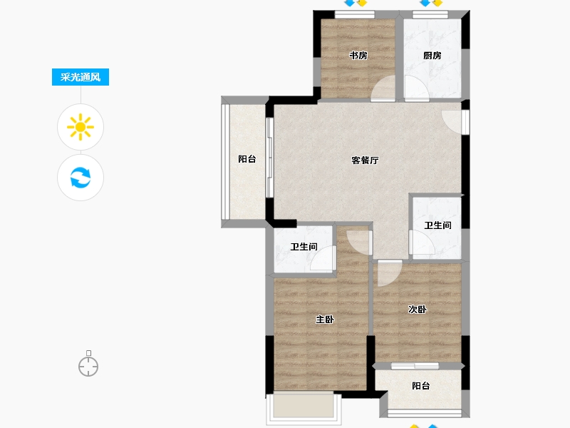 浙江省-杭州市-清正源府-69.14-户型库-采光通风