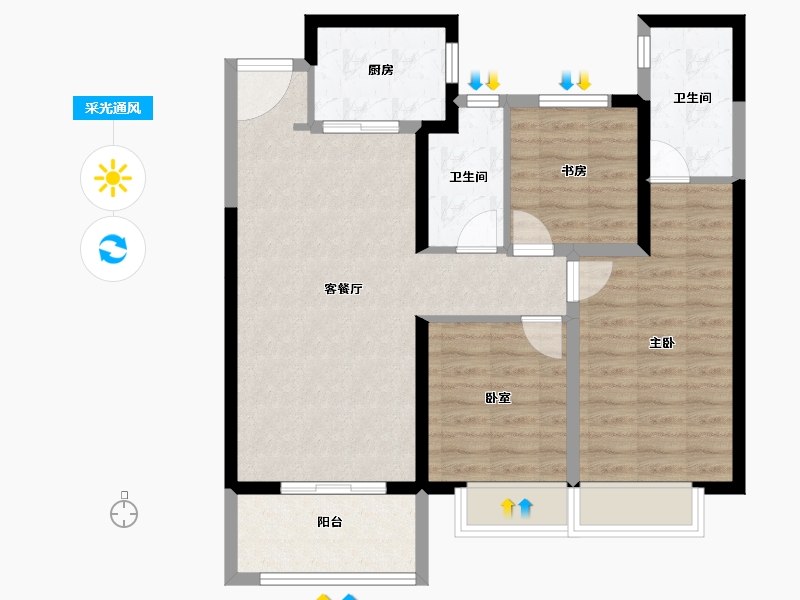 陕西省-西安市-翡丽西安-82.89-户型库-采光通风