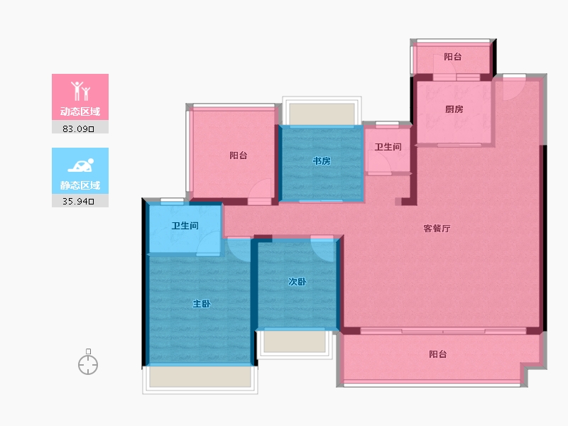 贵州省-贵阳市-贵阳天阶万达广场-107.07-户型库-动静分区