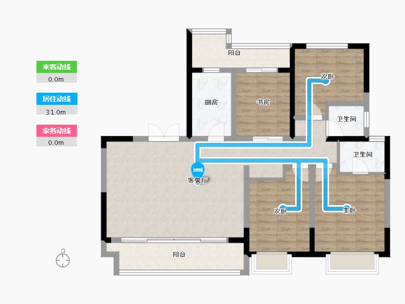 陕西省-西安市-富惠∙鹿鸣湾-110.85-户型库-动静线