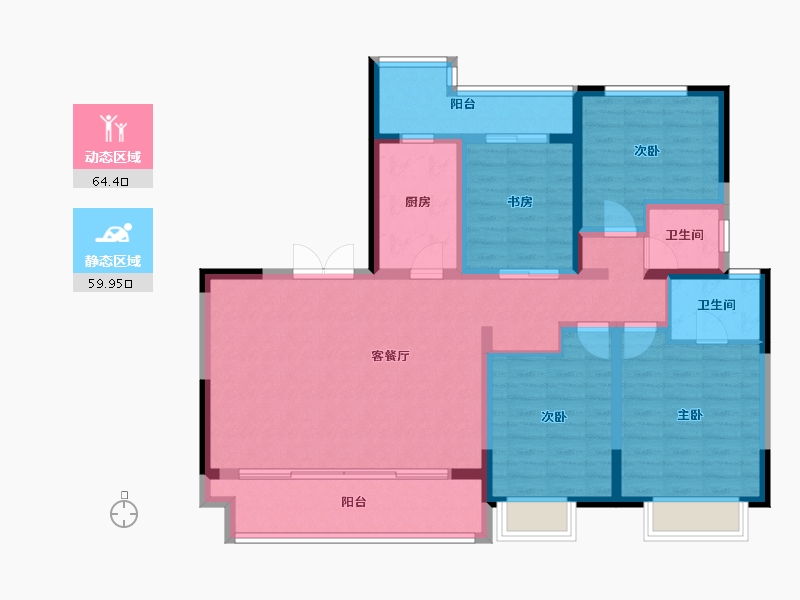 陕西省-西安市-富惠∙鹿鸣湾-110.85-户型库-动静分区