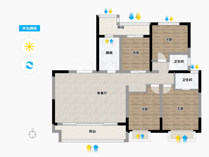 陕西省-西安市-富惠∙鹿鸣湾-110.85-户型库-采光通风