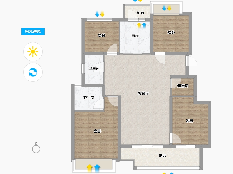 四川省-成都市-领地合兴丽府蘭台-97.37-户型库-采光通风