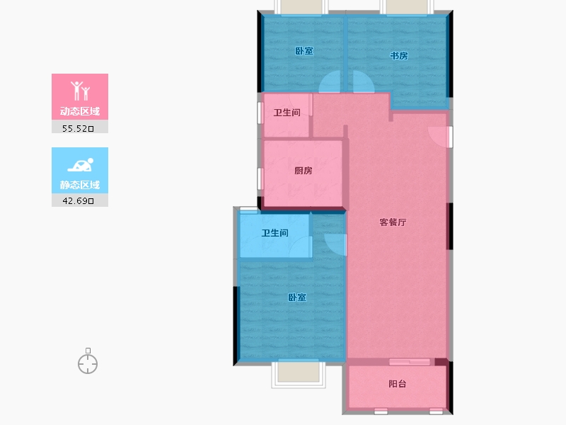 湖北省-武汉市-新城桃李郡-88.62-户型库-动静分区