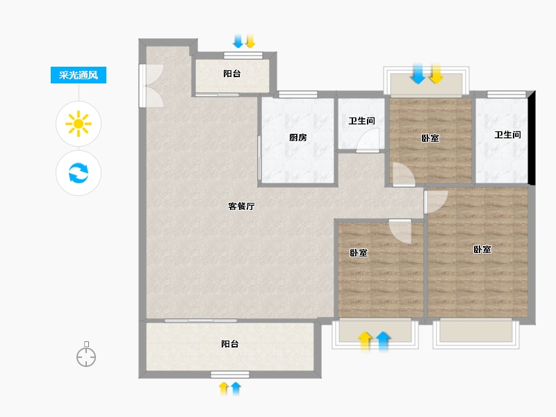 湖北省-武汉市-富力绿都中央公园-111.10-户型库-采光通风