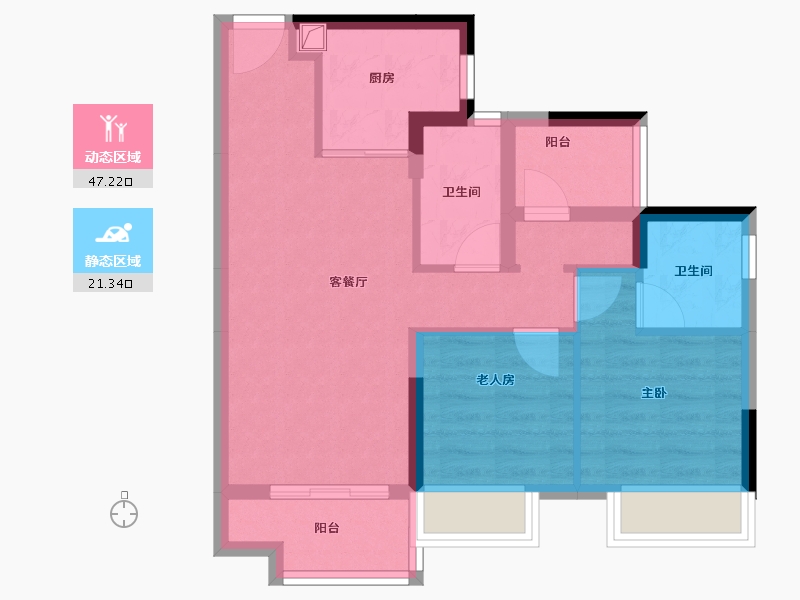 广东省-珠海市-海伦堡玖悦珑湾-60.09-户型库-动静分区