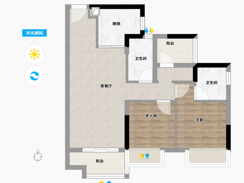 广东省-珠海市-海伦堡玖悦珑湾-60.09-户型库-采光通风