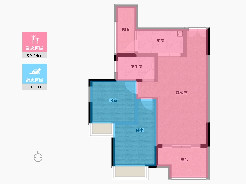 重庆-重庆市-高科江澜-62.88-户型库-动静分区