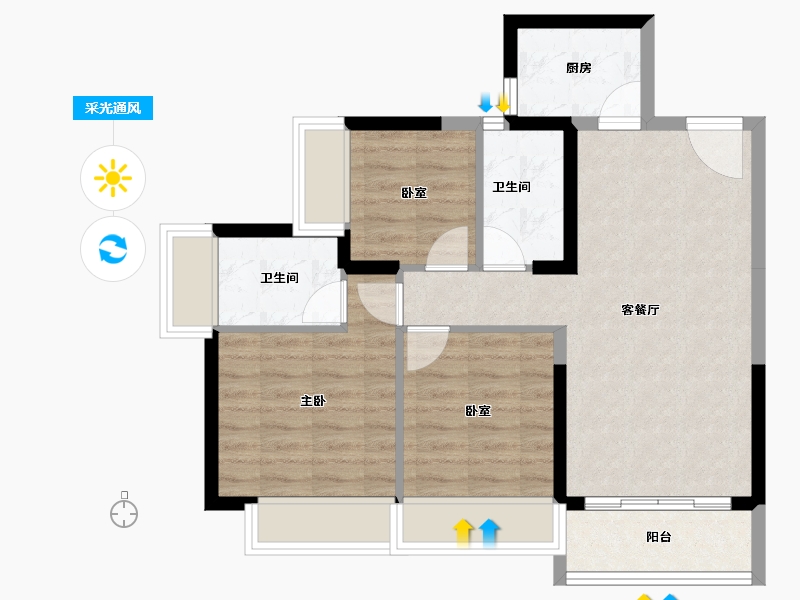 广东省-深圳市-招商臻城-69.05-户型库-采光通风