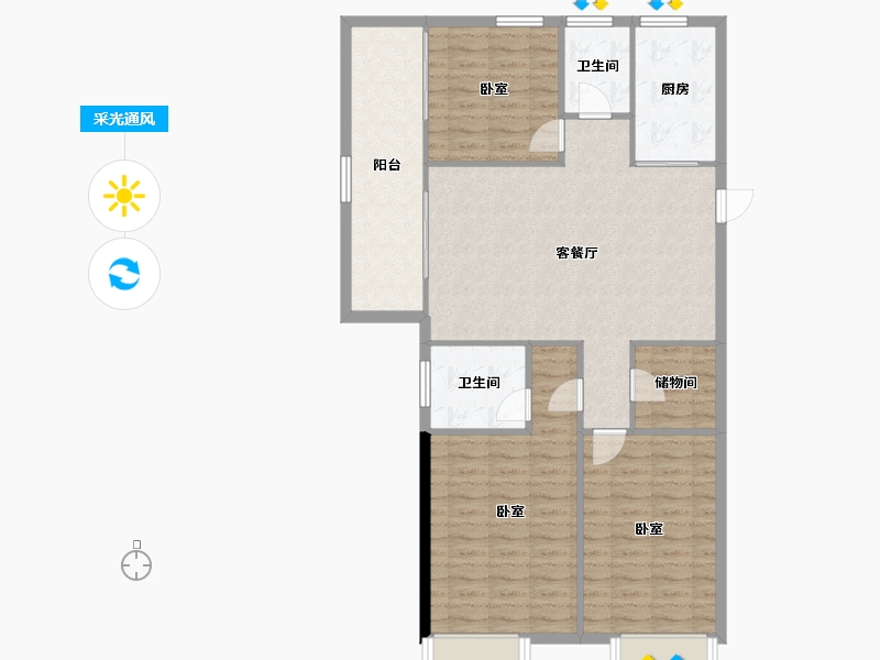 河南省-郑州市-深业健康城-107.96-户型库-采光通风