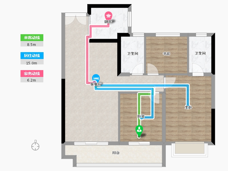 福建省-福州市-鲁能公馆三期-90.05-户型库-动静线