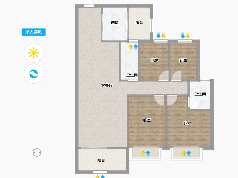 江苏省-镇江市-碧桂园凤凰城-97.77-户型库-采光通风