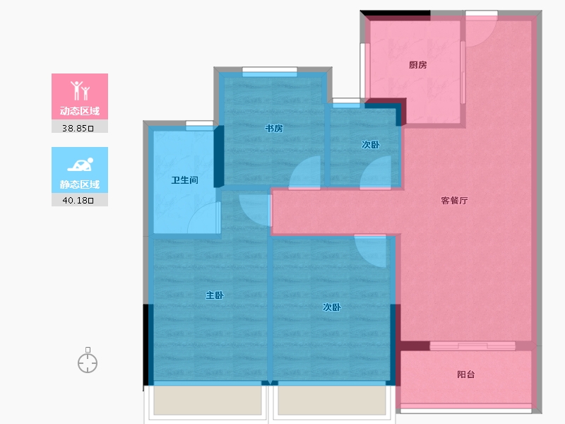 浙江省-杭州市-兴耀湖境观岚湾-70.67-户型库-动静分区