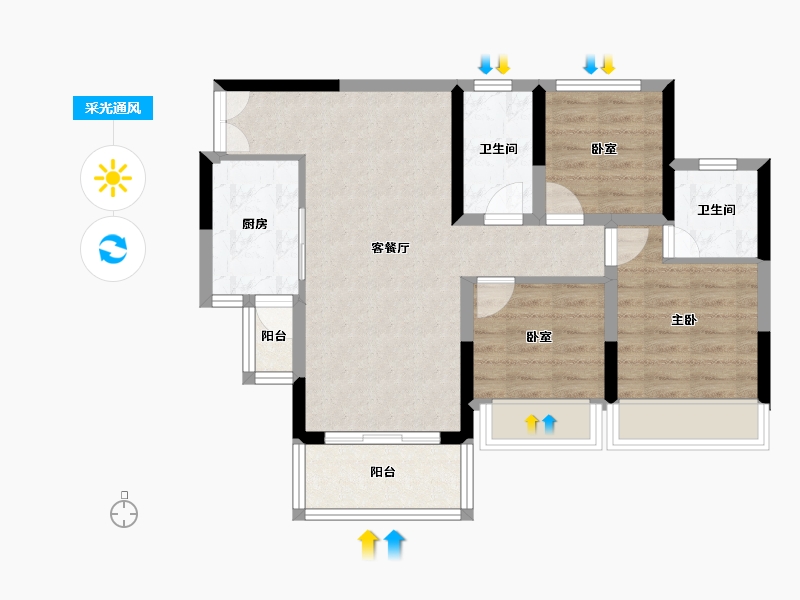 四川省-绵阳市-领地城-69.79-户型库-采光通风