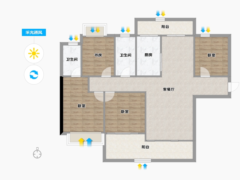 湖南省-长沙市-嘉宇北部湾-113.31-户型库-采光通风