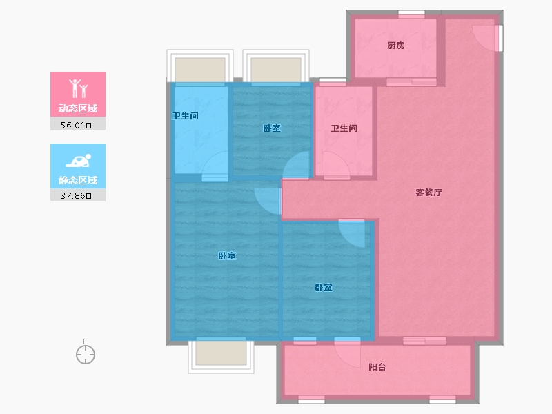 湖北省-武汉市-保利明玥晨光-84.49-户型库-动静分区