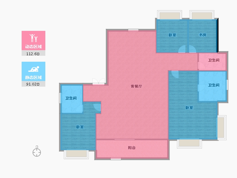 湖北省-武汉市-武汉城建·中央云城-190.68-户型库-动静分区