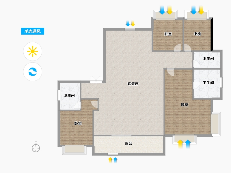 湖北省-武汉市-武汉城建·中央云城-190.68-户型库-采光通风