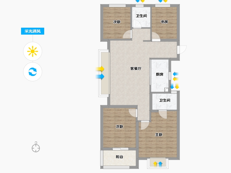 浙江省-宁波市-保利·和颂文华-88.80-户型库-采光通风