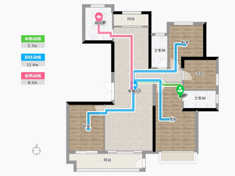 陕西省-西安市-绿城蘭园-107.31-户型库-动静线