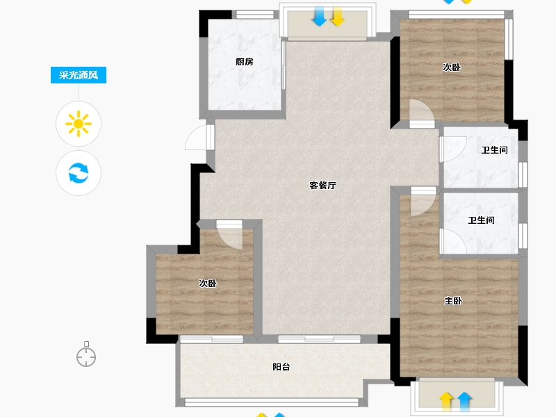 安徽省-合肥市-鼎建璟阳里-88.00-户型库-采光通风