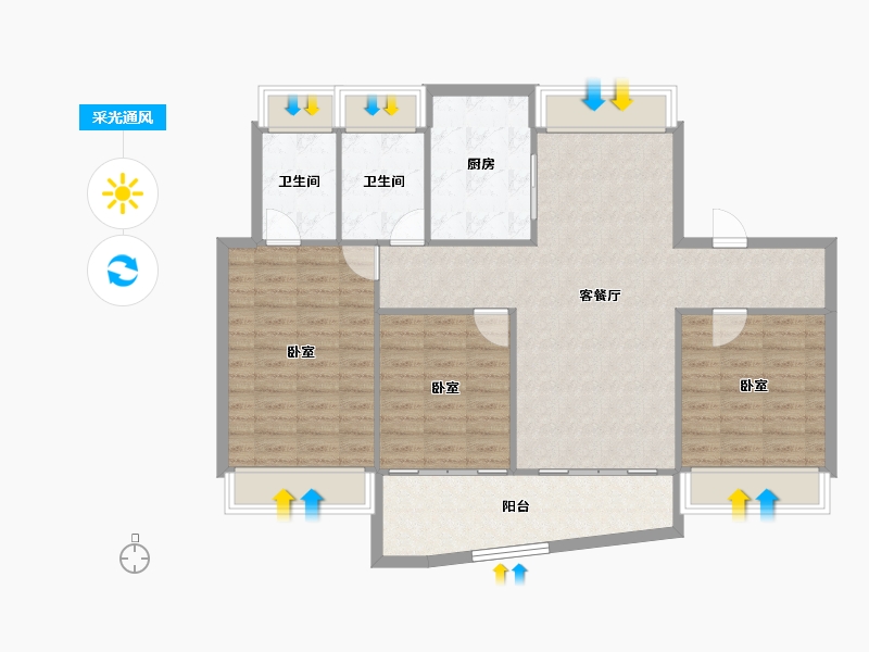 湖北省-武汉市-保利天珺-104.85-户型库-采光通风