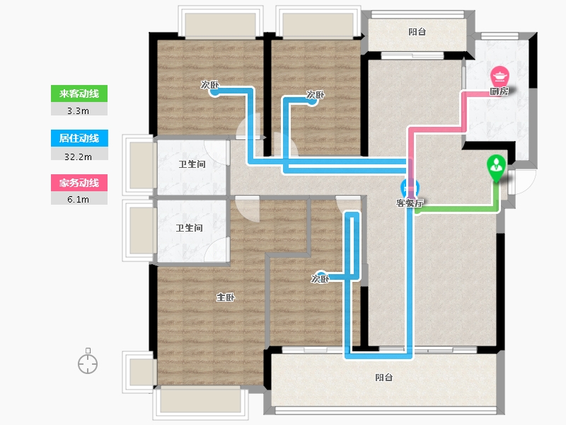 湖南省-长沙市-时代倾城六期(时代汀蓝)-120.80-户型库-动静线