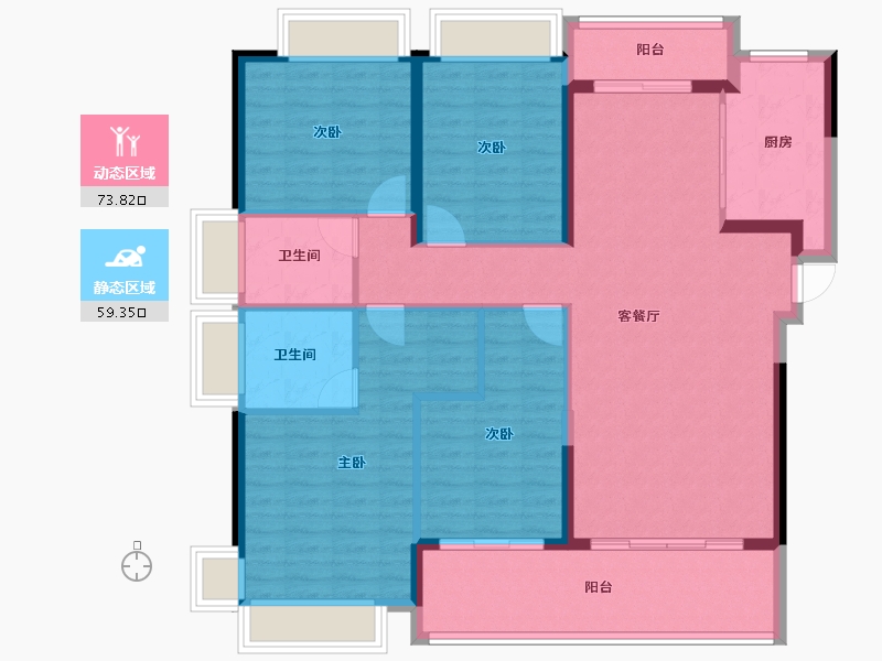 湖南省-长沙市-时代倾城六期(时代汀蓝)-120.80-户型库-动静分区