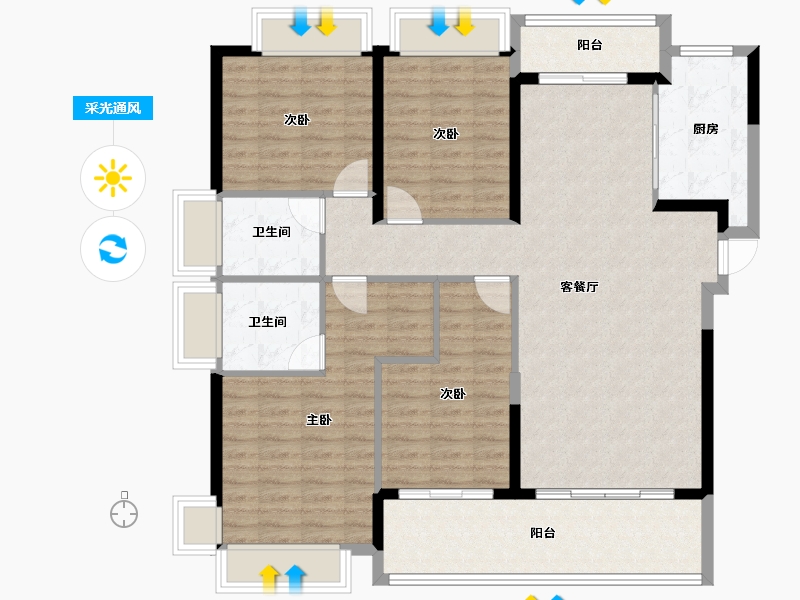 湖南省-长沙市-时代倾城六期(时代汀蓝)-120.80-户型库-采光通风