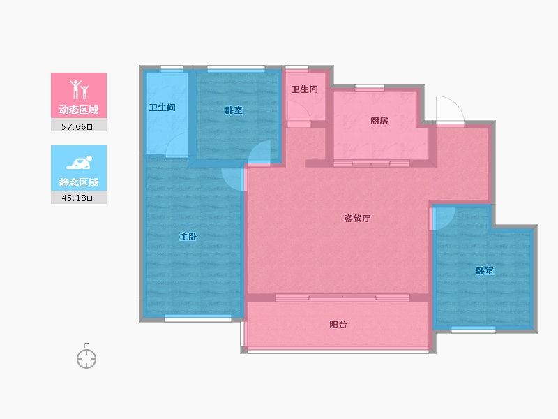 四川省-成都市-华润置地锦江悦府-91.71-户型库-动静分区