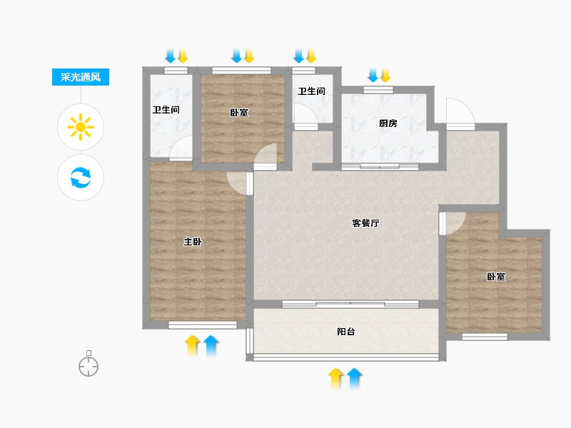 四川省-成都市-华润置地锦江悦府-91.71-户型库-采光通风