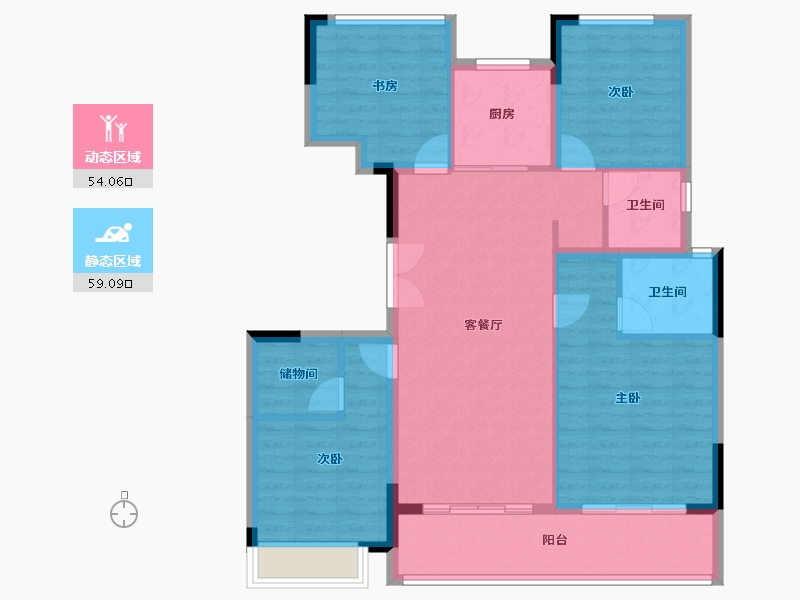 浙江省-杭州市-杭房·湖著观邸-102.23-户型库-动静分区