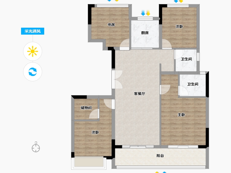 浙江省-杭州市-杭房·湖著观邸-102.23-户型库-采光通风