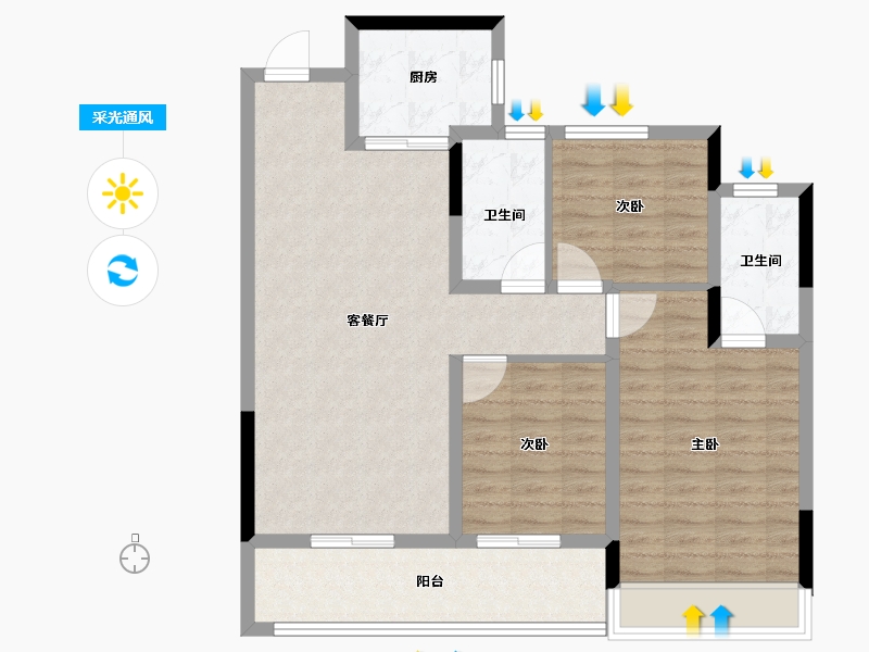 浙江省-绍兴市-诸暨天成府-89.60-户型库-采光通风