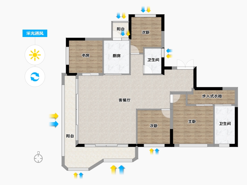 四川省-成都市-华润置地锦江悦府-131.49-户型库-采光通风