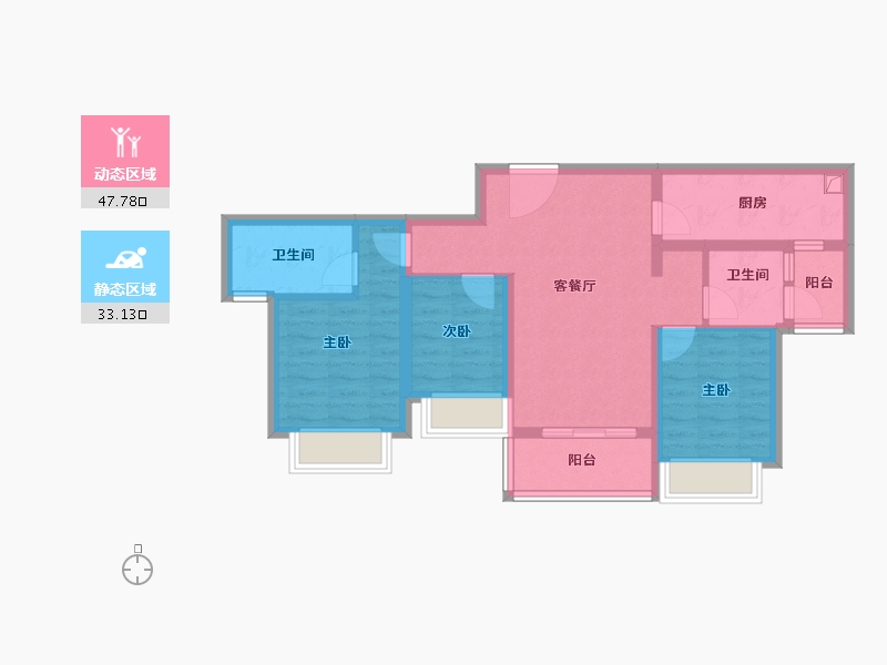 重庆-重庆市-保利拾光年-70.66-户型库-动静分区