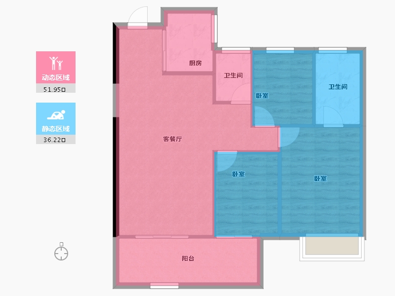 河南省-郑州市-越秀·金悦文华-80.68-户型库-动静分区