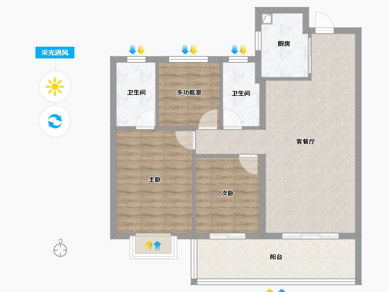 浙江省-宁波市-保利·和颂望悦-83.89-户型库-采光通风