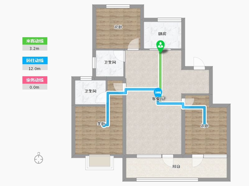 山东省-青岛市-仙居花园-87.82-户型库-动静线