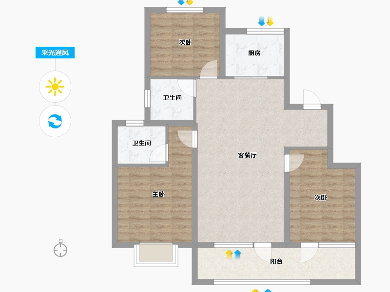 山东省-青岛市-仙居花园-87.82-户型库-采光通风